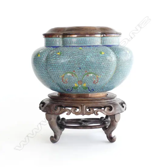 A Chinese cloisonné flower trough,