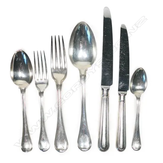 A Victorian silver Old English and thread twelve-person cutlery service: