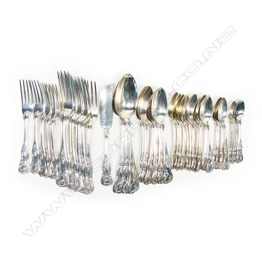 Victorian Kings Pattern silver cutlery set, Image 1++