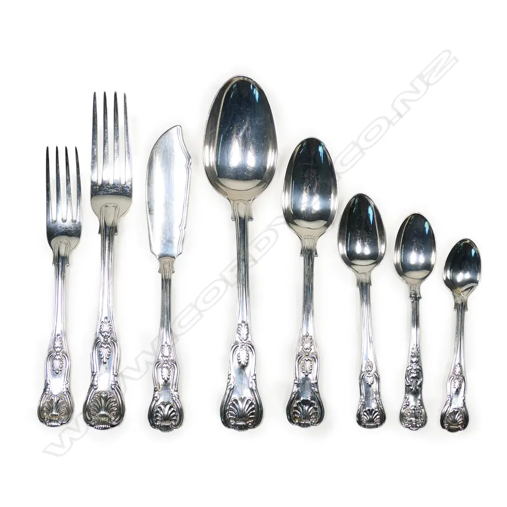 Victorian Kings Pattern silver cutlery set, Image 1++