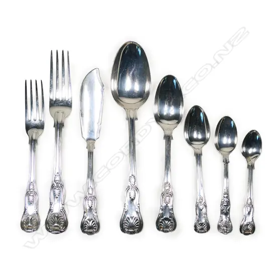 Victorian Kings Pattern silver cutlery set,