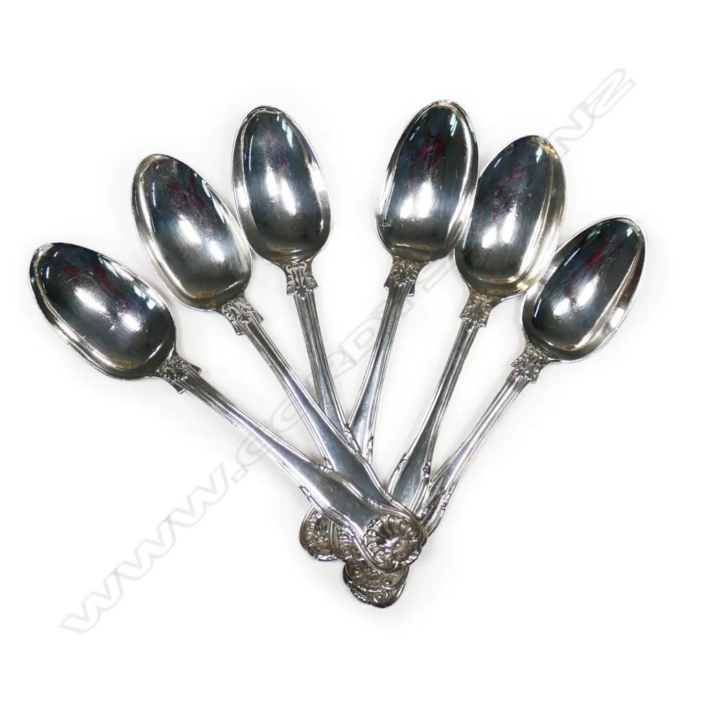 Six 19thC silver dessert spoons, Image 1++