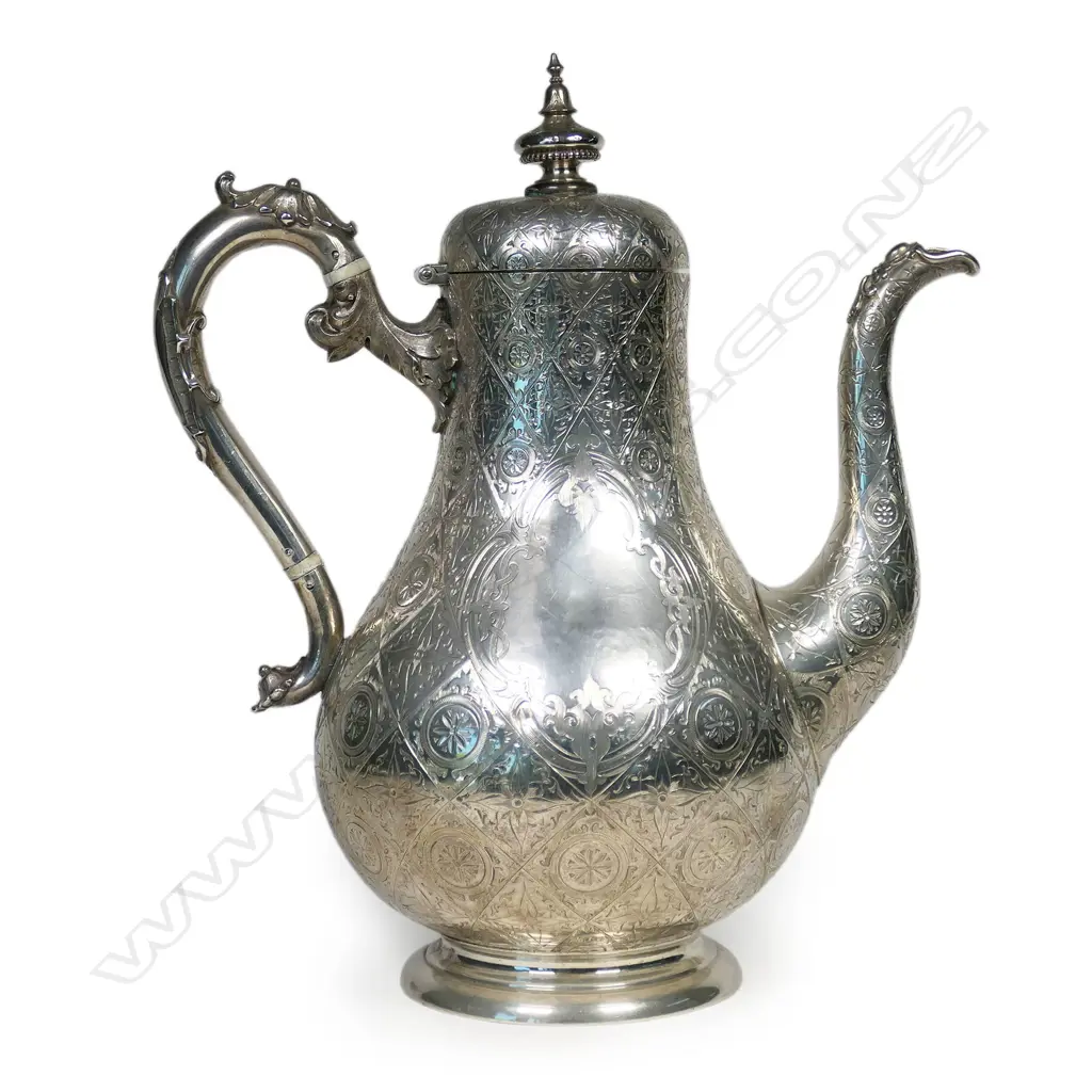 A mid-Victorian silver coffee pot, Image 1++
