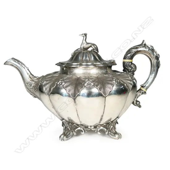 An early Victorian silver tea pot,