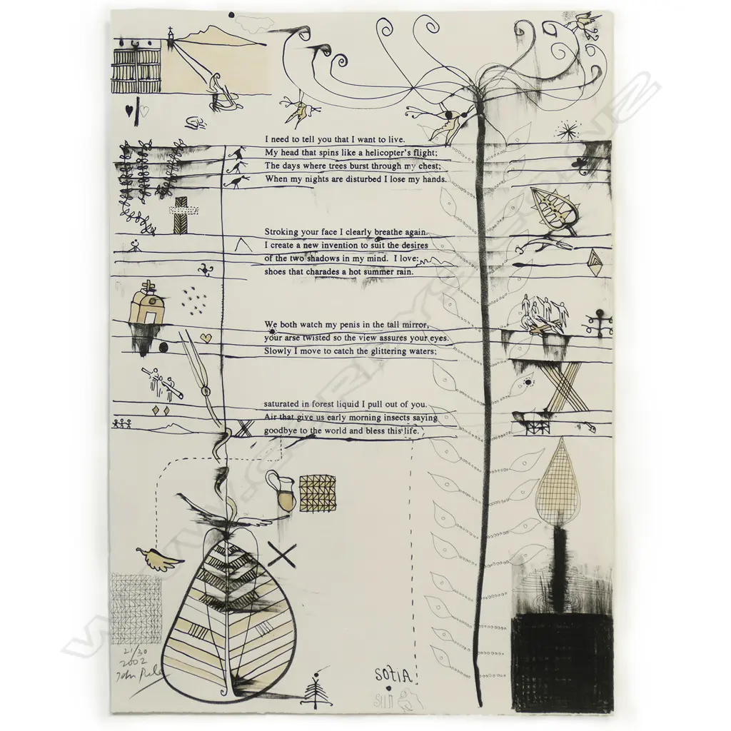John Pule (NZ 1962-), 100 Love Poems series, Image 1++