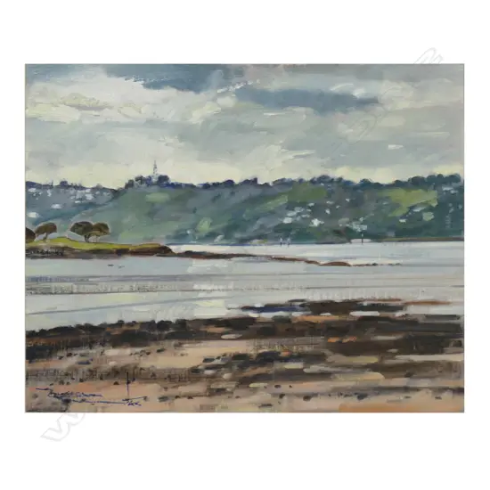 Russell Hollings (NZ 1948-) 'Days End Mangere Bridge',