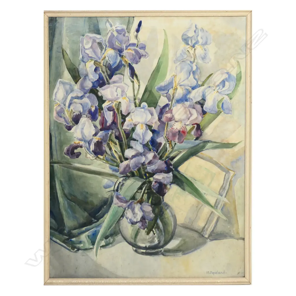 Ivy M Copeland (NZ 1888-1961) Still Life Irises, Image 1++