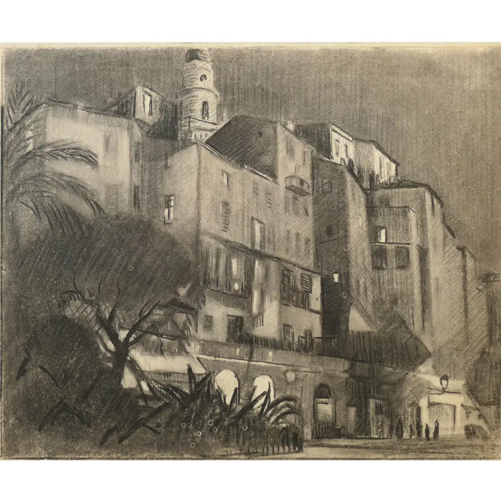 John Weeks (1888-1965), Study for 'Moonlight and firelight Demnat Morocco', Image 1++