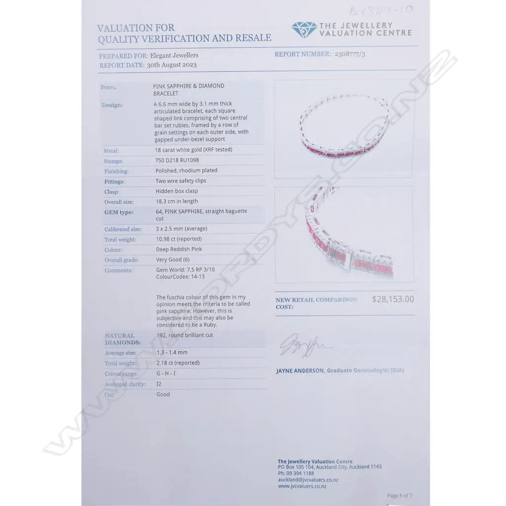 An 18ct white gold diamond and ruby tennis bracelet, Image 1++