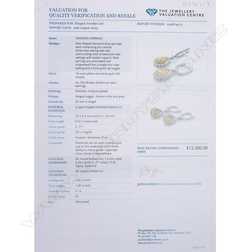 A pair of 18ct yellow and white gold diamond earrings, Image 1++