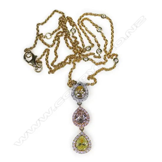 An 18ct white, yellow and rose gold diamond pendant,