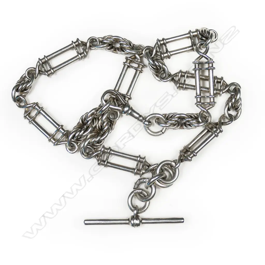 A late Victorian silver fob chain, Image 1++