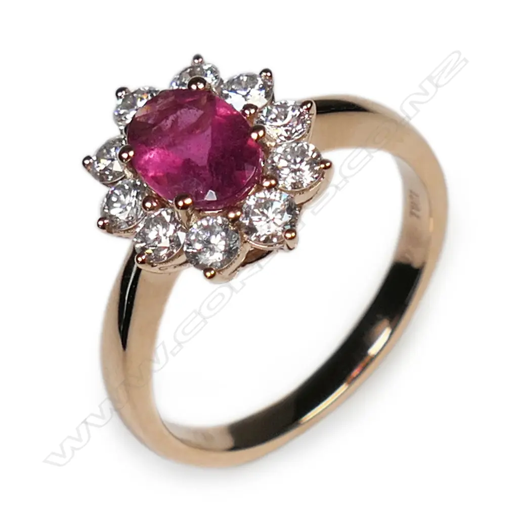 An 18ct rose gold diamond and pink tourmaline ring, Image 1++