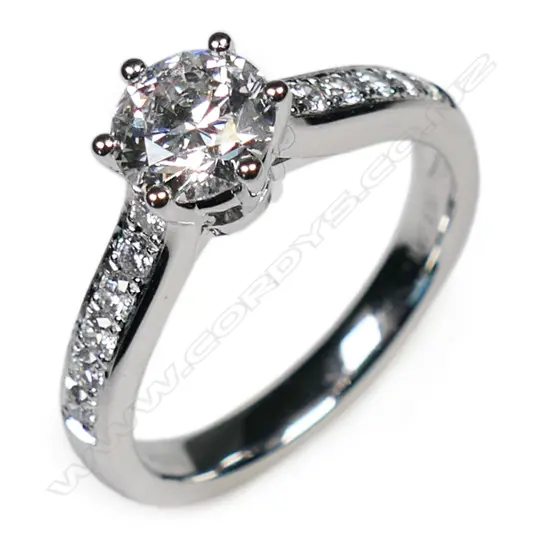 A platinum and diamond solitaire ring,