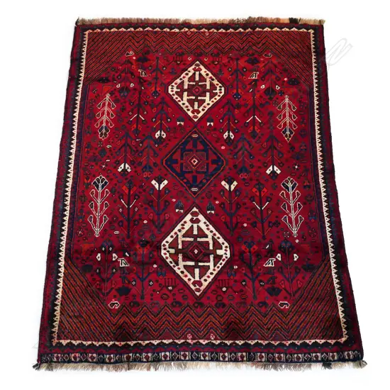 #A lustrous wool Shiraz tribal rug