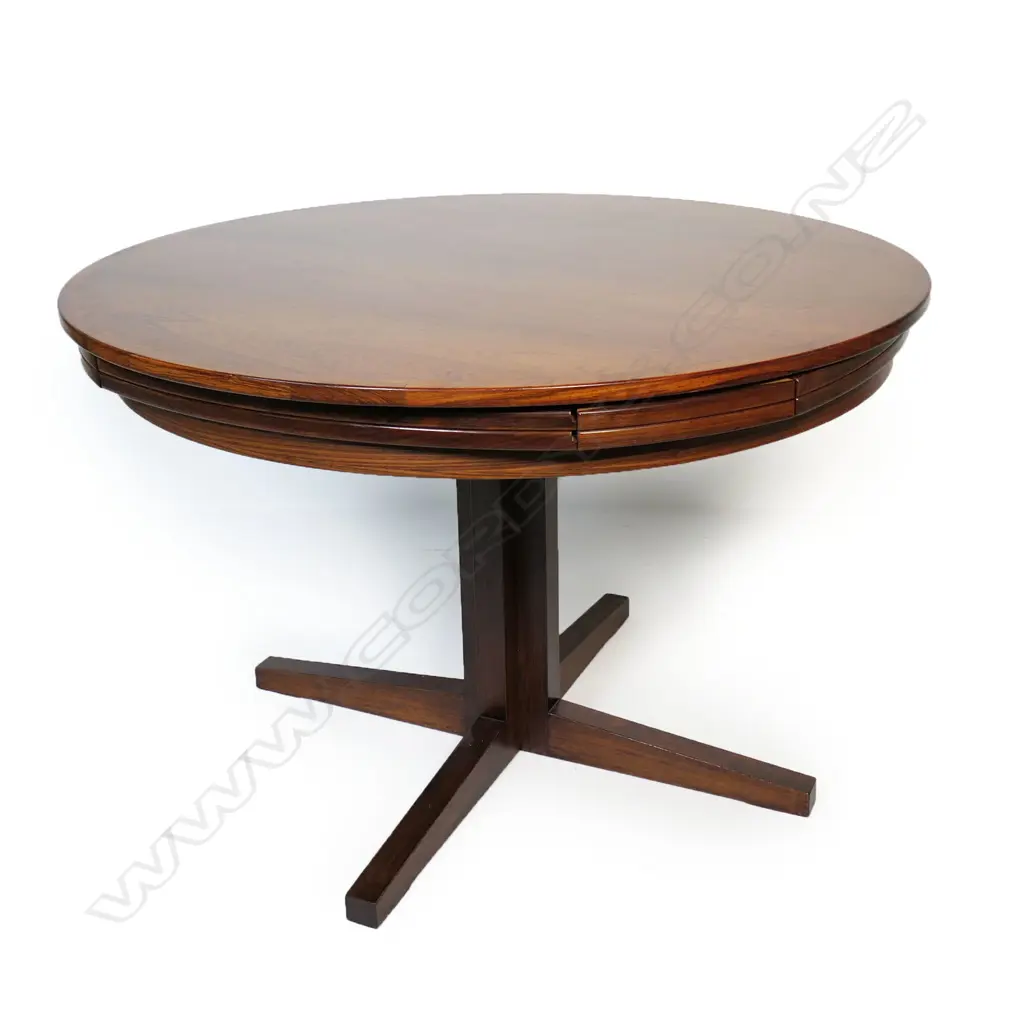 A 1960s Danish Dyrlund rosewood dining table, Image 1++