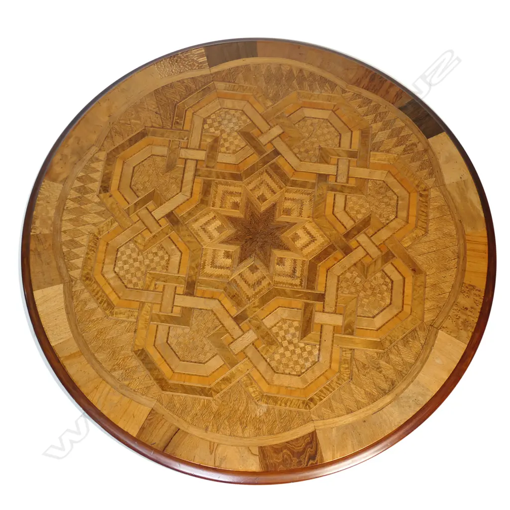 An Anton Seuffert elaborately inlaid parquetry card table top, Image 1++