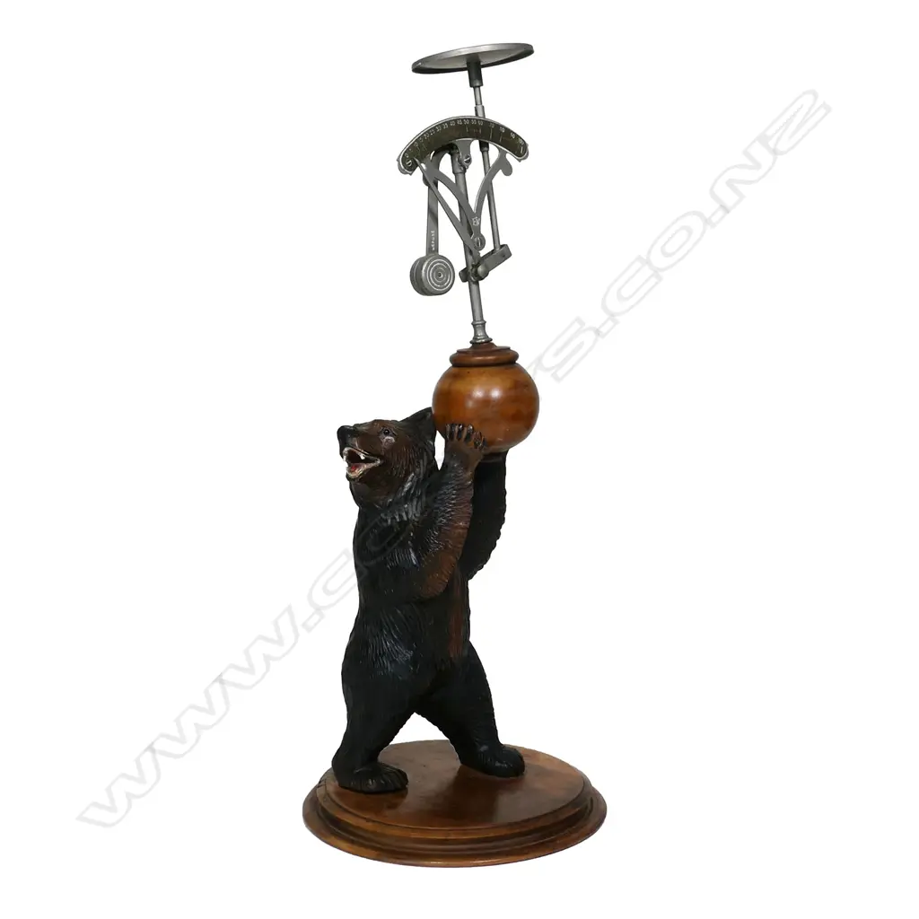 A c1900 Bavarian Black Forest carved bear figured postal scales, Image 1++