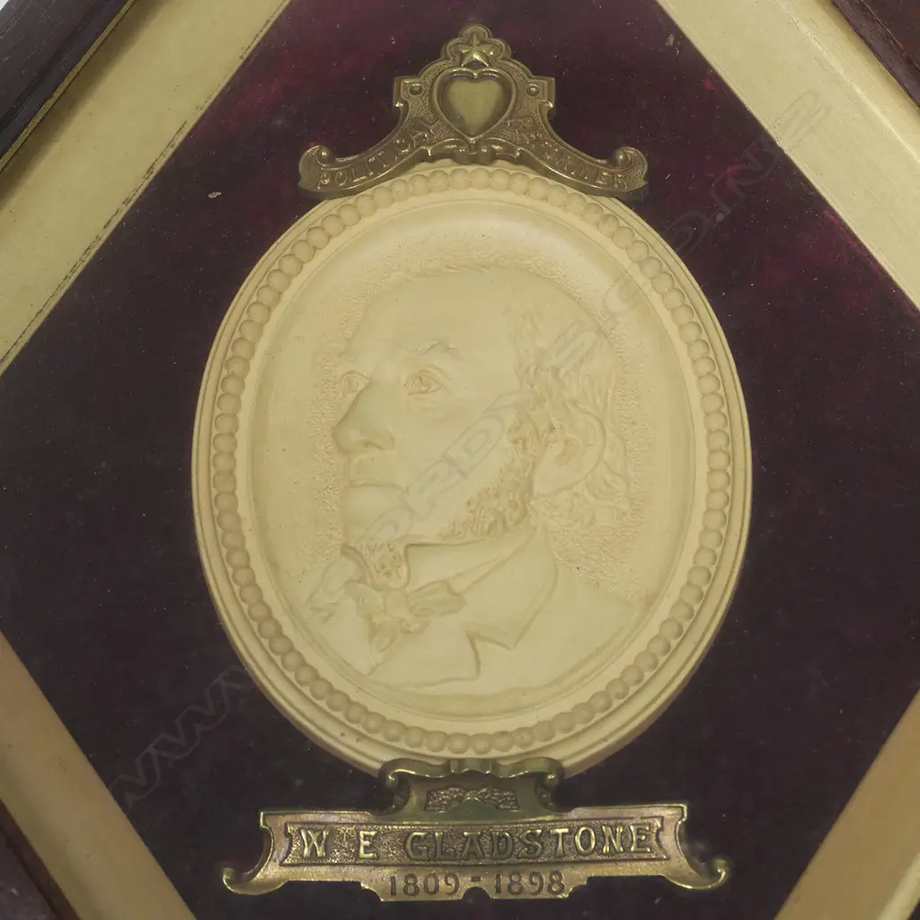 Three turn-of-the-century framed terracotta and brass memorial plaques, Image 1++