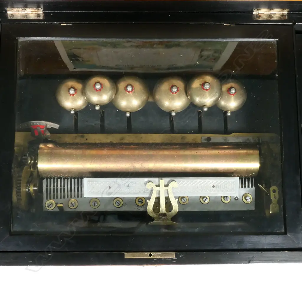 A large 19thC Swiss 12 airs music box, Image 1++