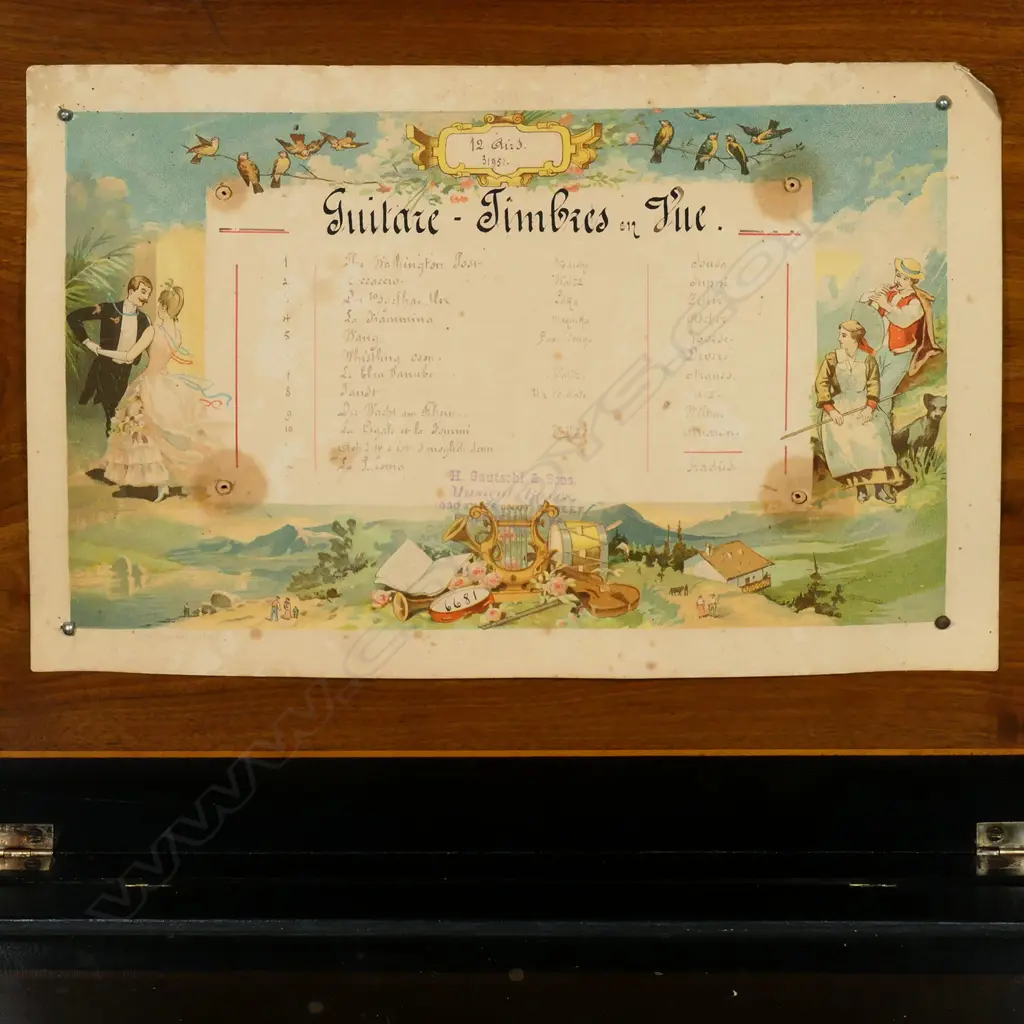 A large 19thC Swiss 12 airs music box, Image 1++