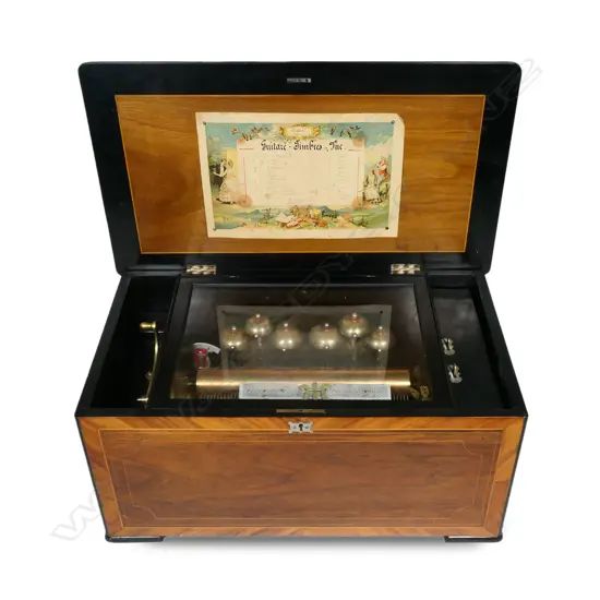 A large 19thC Swiss 12 airs music box,