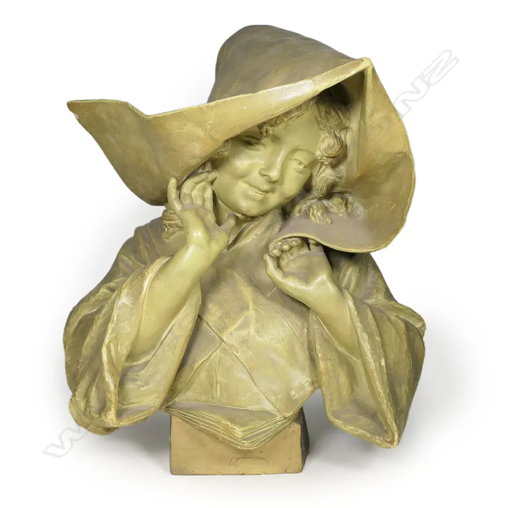 LGE VINTAGE CERAMIC TORSO BUST; YOUNG GIRL IN PEASANT COSTUME H.480mm Image 1++