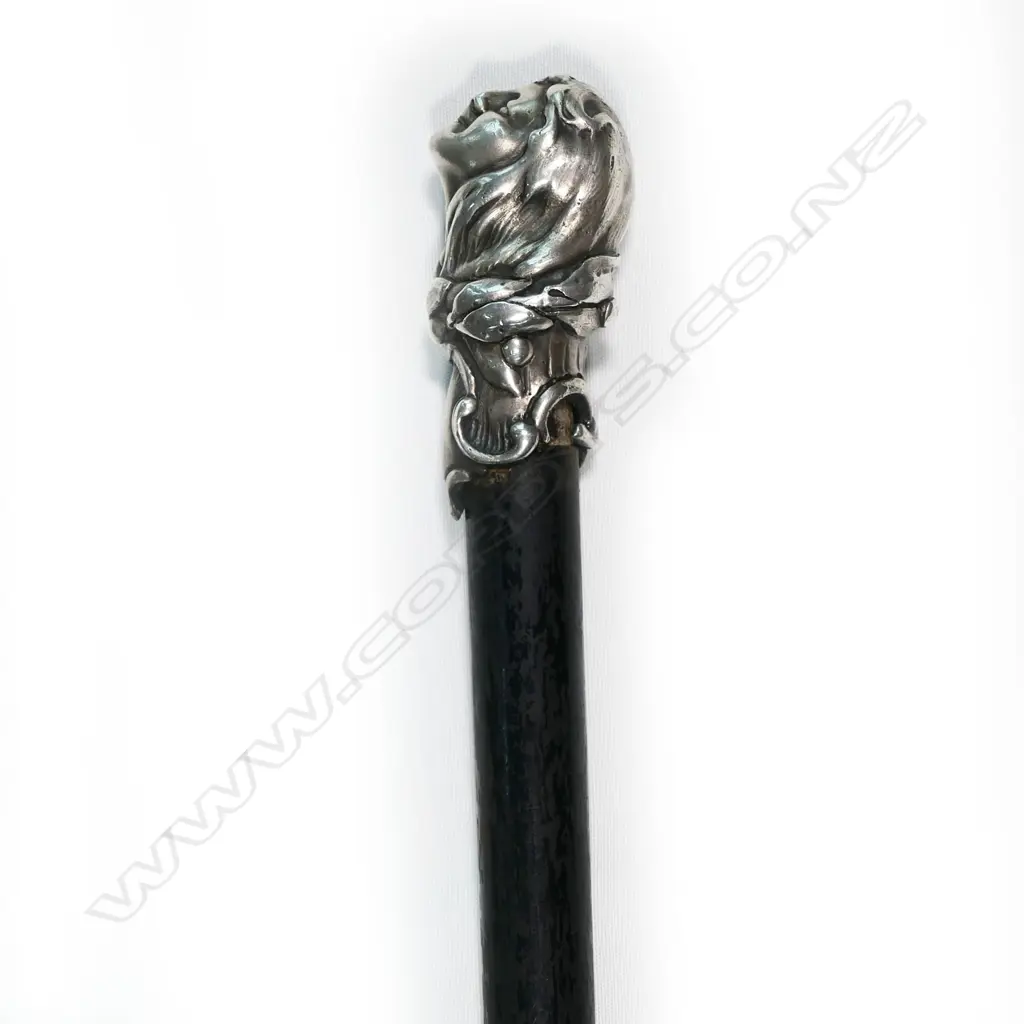 An early 1900s silver topped walking cane, Image 1++