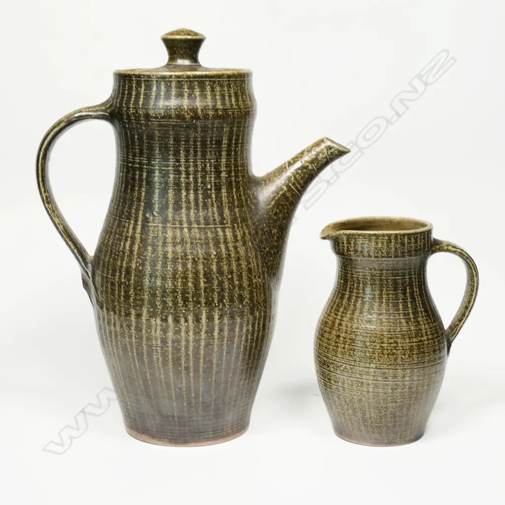 Mirek Smisek early salt glaze coffee pot and cream jug, Image 1++