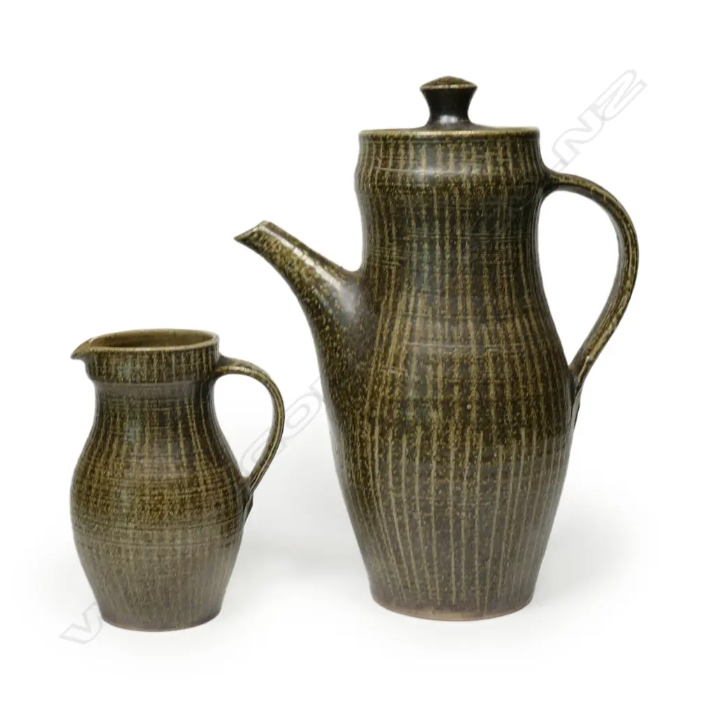 Mirek Smisek early salt glaze coffee pot and cream jug, Image 1++