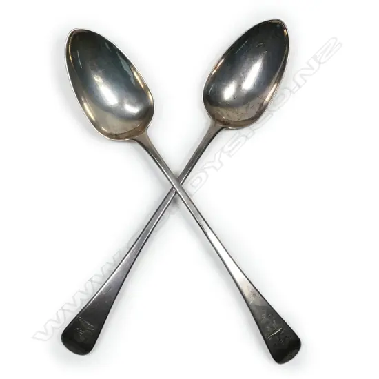 A pair of George III silver pie spoons,
