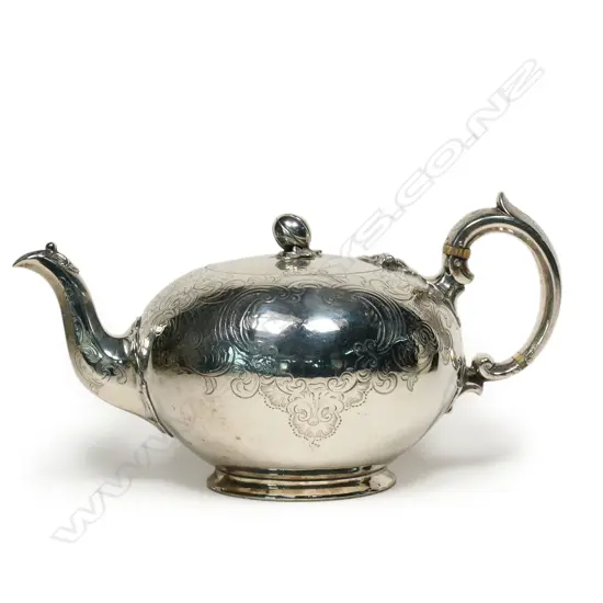 A Victorian silver compressed spherical teapot,