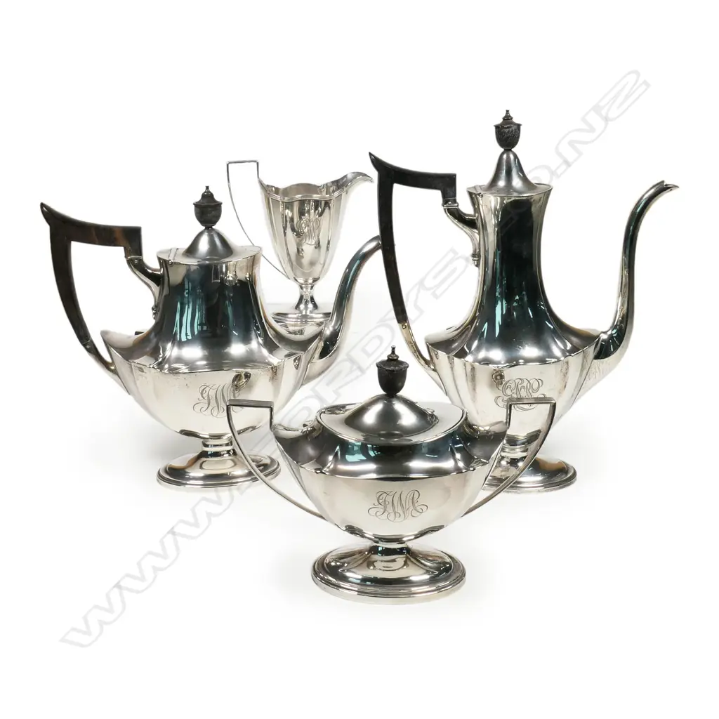 An American sterling silver four-piece tea and coffee set, Image 1++