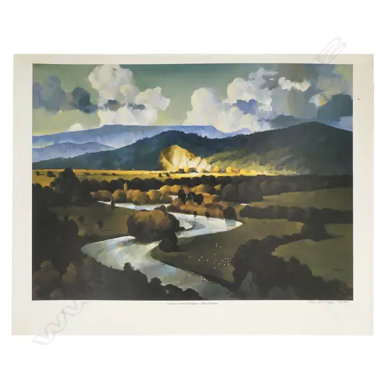 Peter McIntyre (1910-1995) 'Evening on the Whakapapa - King Country'