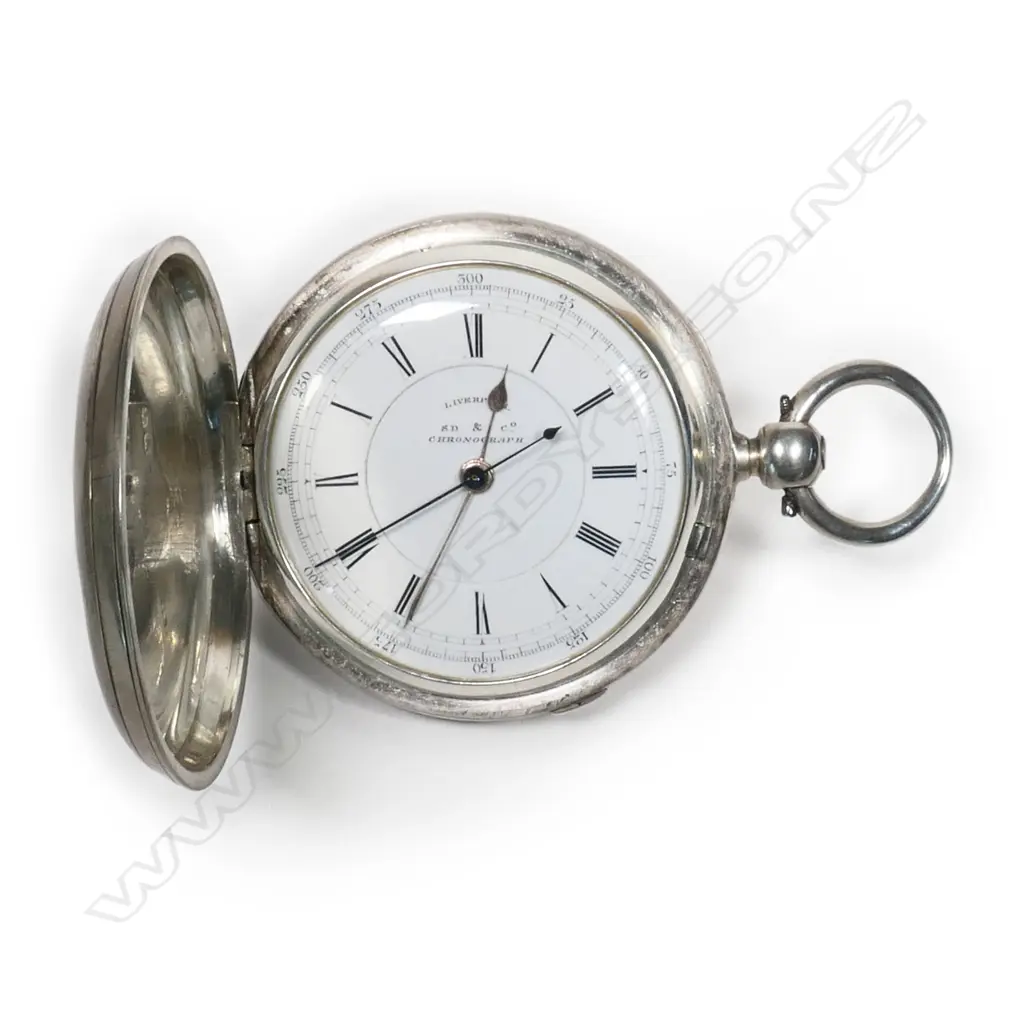 A Victorian silver cased pocket chronograph watch, by Stewart Dawson & Co, Liverpool Image 1++