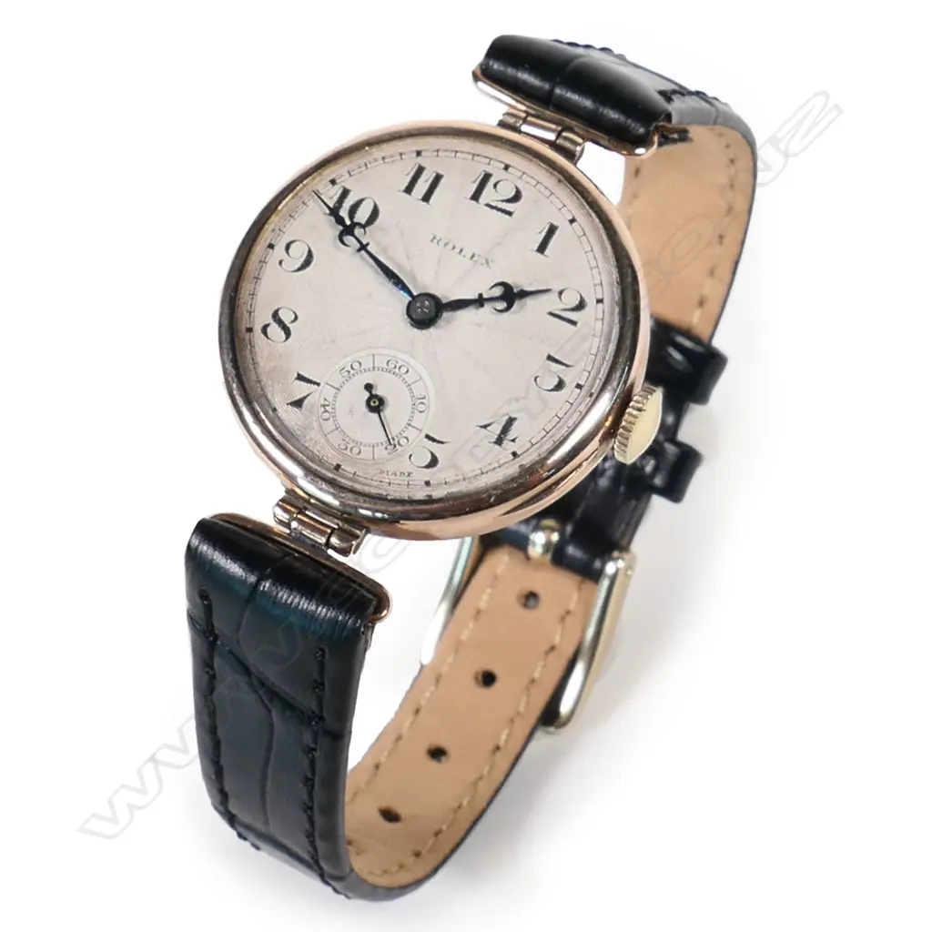 A 1920's Rolex 9ct rose gold ladies wristwatch in original box, Image 1++