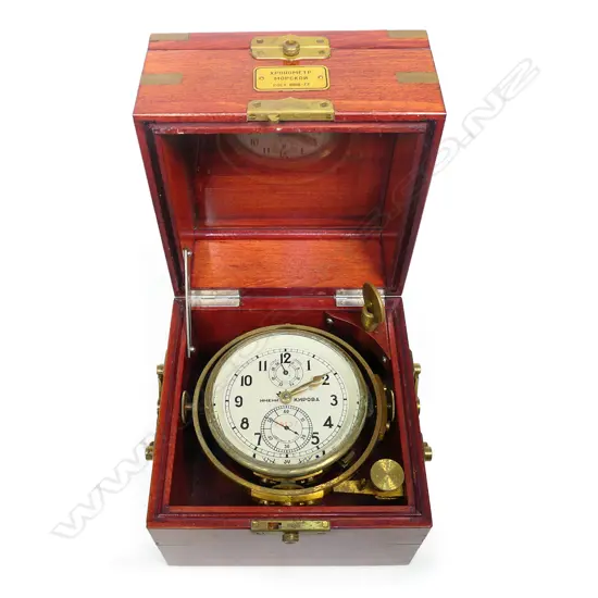A 20thC Russian Knpoba ship's marine chronometer, manufacturer: Kirov factory.