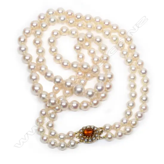 A double strand cultured pearl necklace,