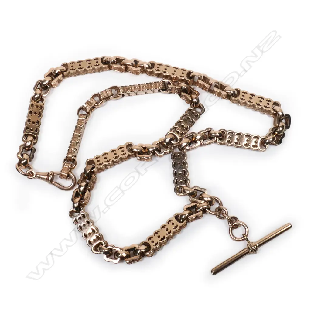 A 9ct rose gold fob chain, Image 1++