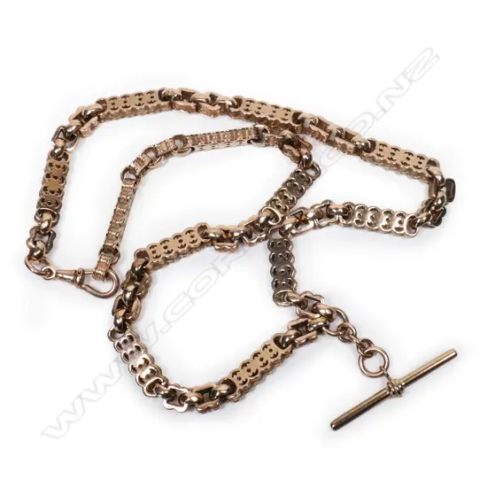 A 9ct rose gold fob chain,