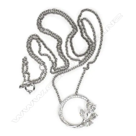 An 18ct white gold and diamond pendant necklace,