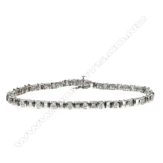 A 14ct white gold and diamond tennis bracelet,
