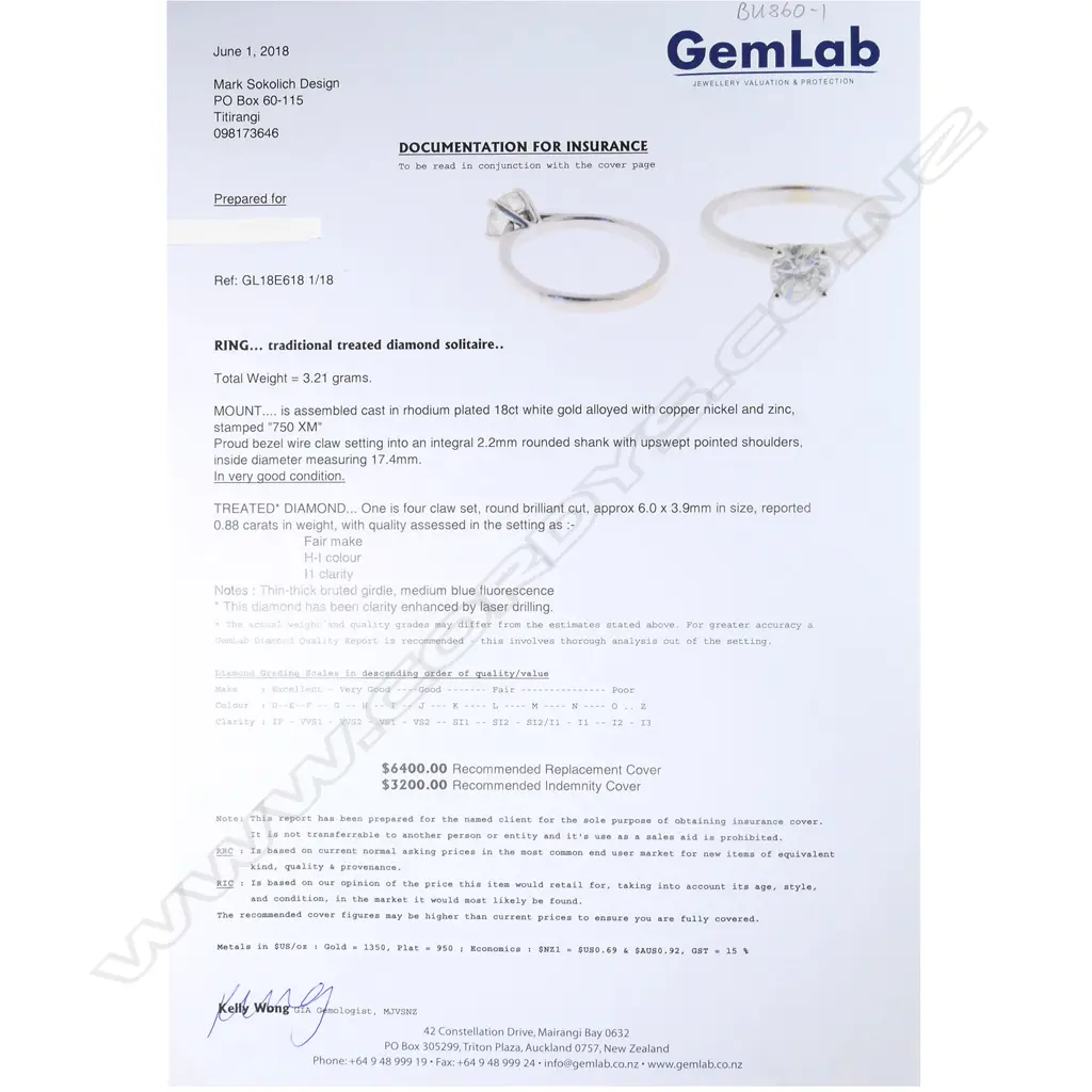 An 18ct white gold and diamond solitaire ring, Image 1++