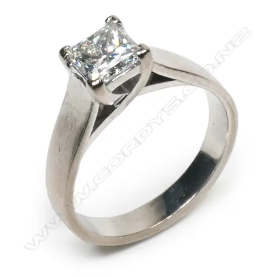 An 18ct white gold and diamond solitaire ring,