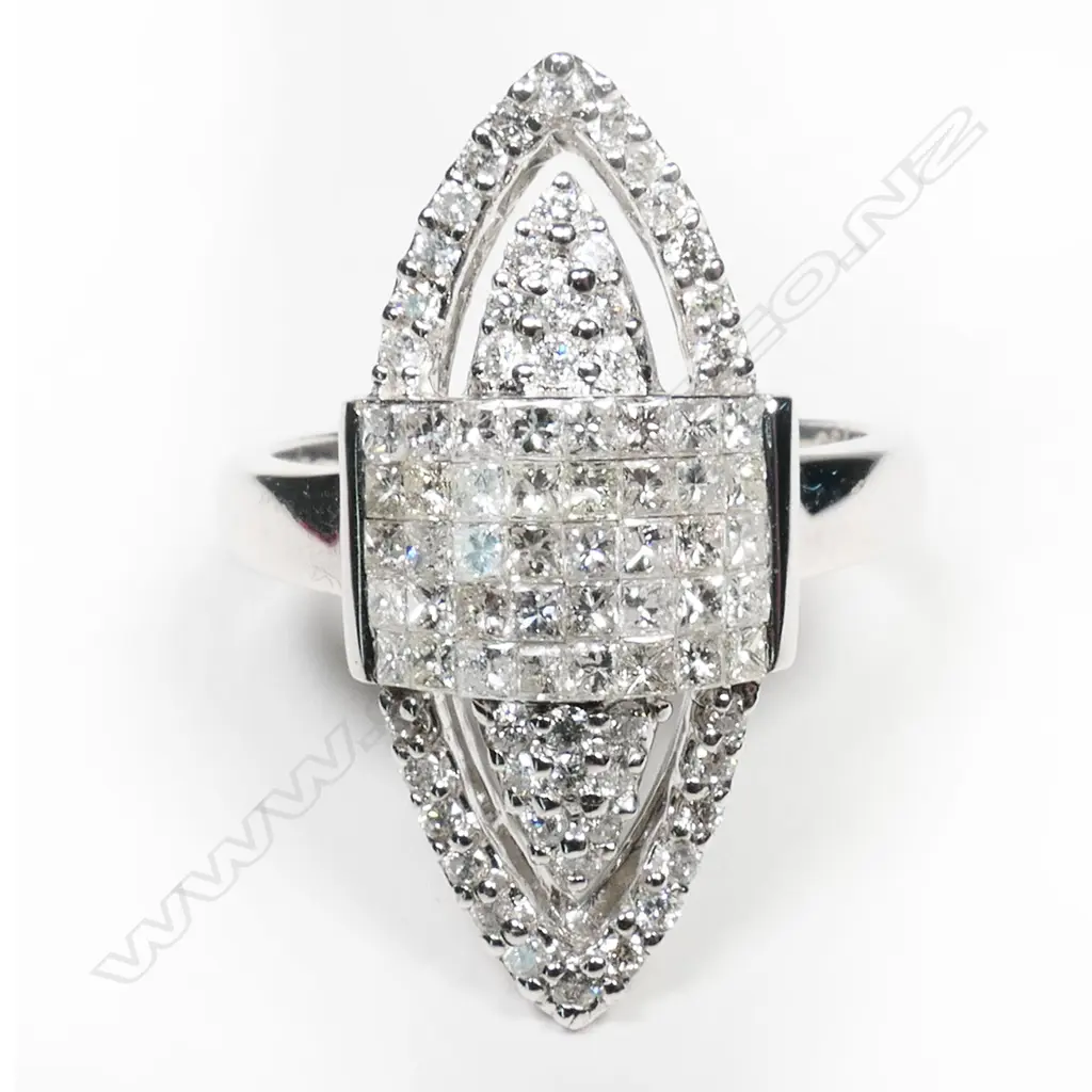 An 18ct white gold multi-diamond ring, Image 1++