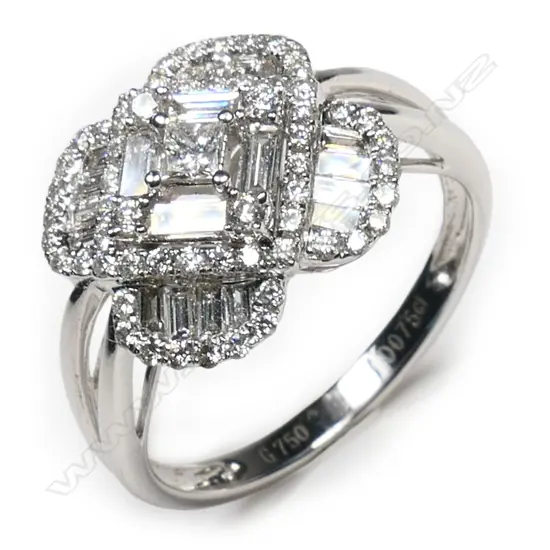 An 18ct white gold and multi diamond ring,