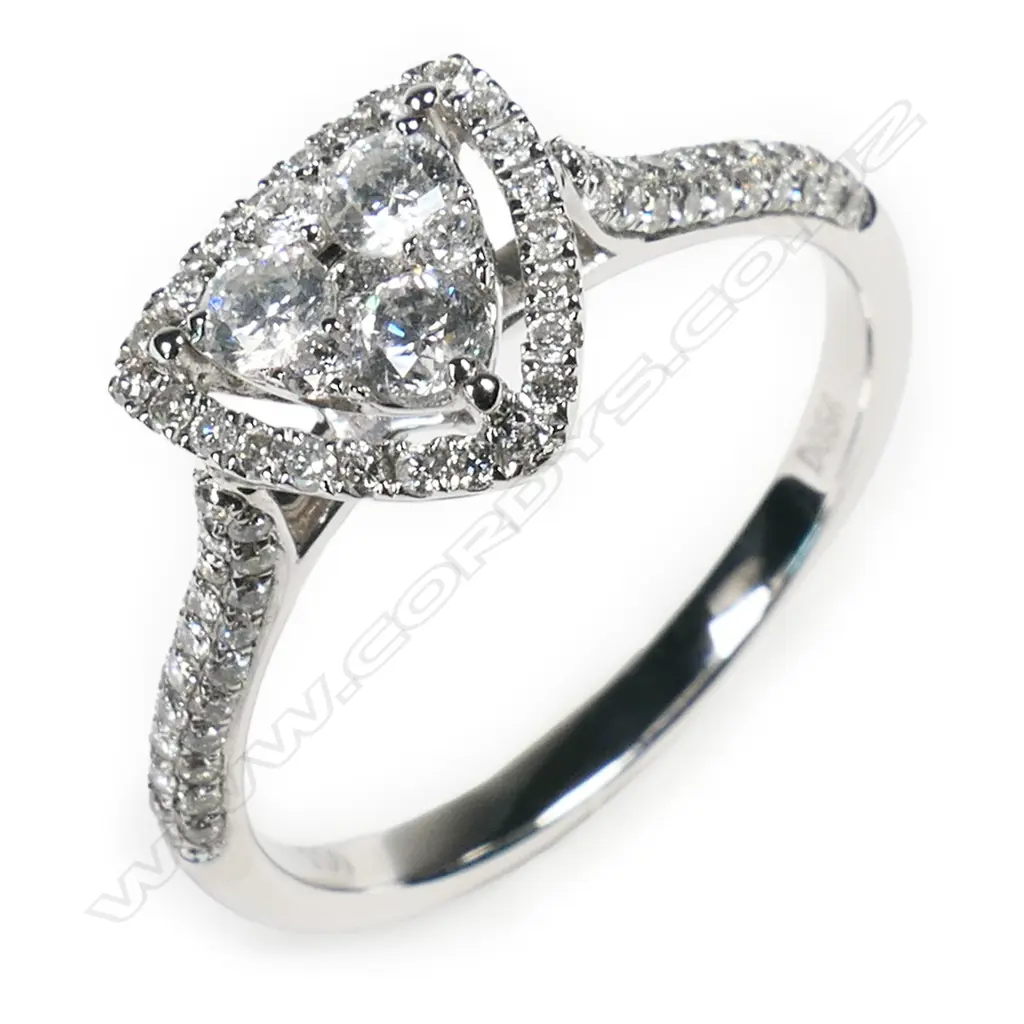 An 18ct white gold and diamond cluster ring, Image 1++
