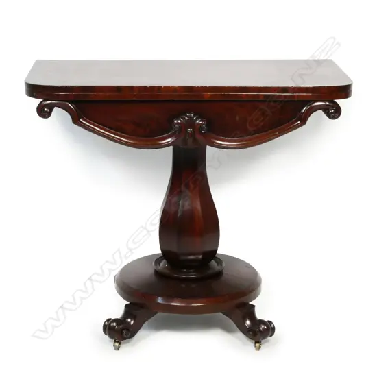 A William IV mahogany card table,
