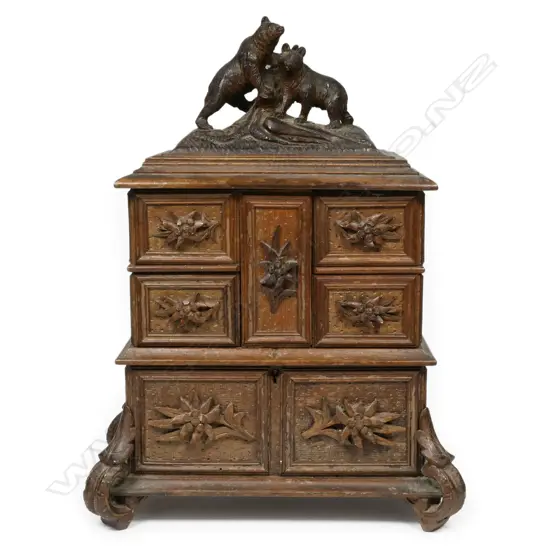 A c1900 Bavarian Black Forest bear jewellery chest,