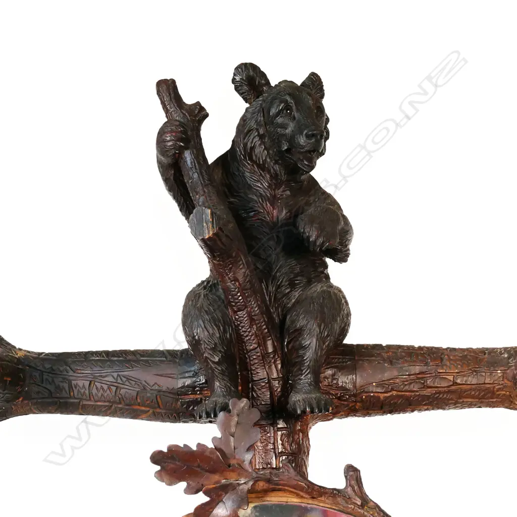 A rare late 19thC Black Forest standing bear and branch carved coat / umbrella stand, Image 1++